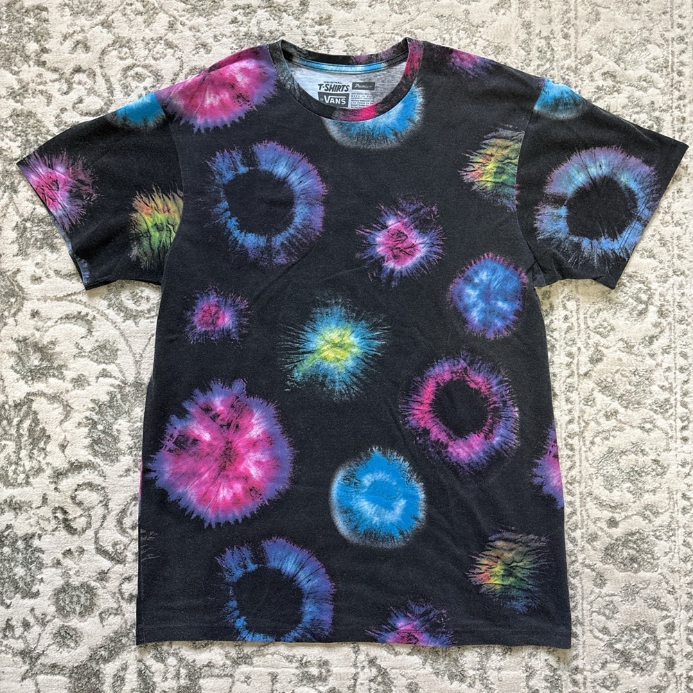 Vans Black Tie-Dye T-Shirt with Multicolor Accents
